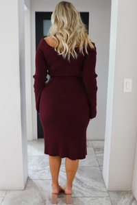 Think Of Me Midi Dress: Merlot