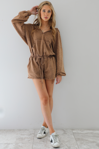 Looking So Sweet Romper: Camel