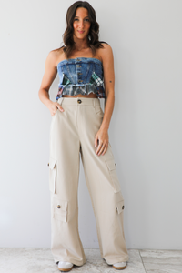 What If Crop Top: Denim/Multi