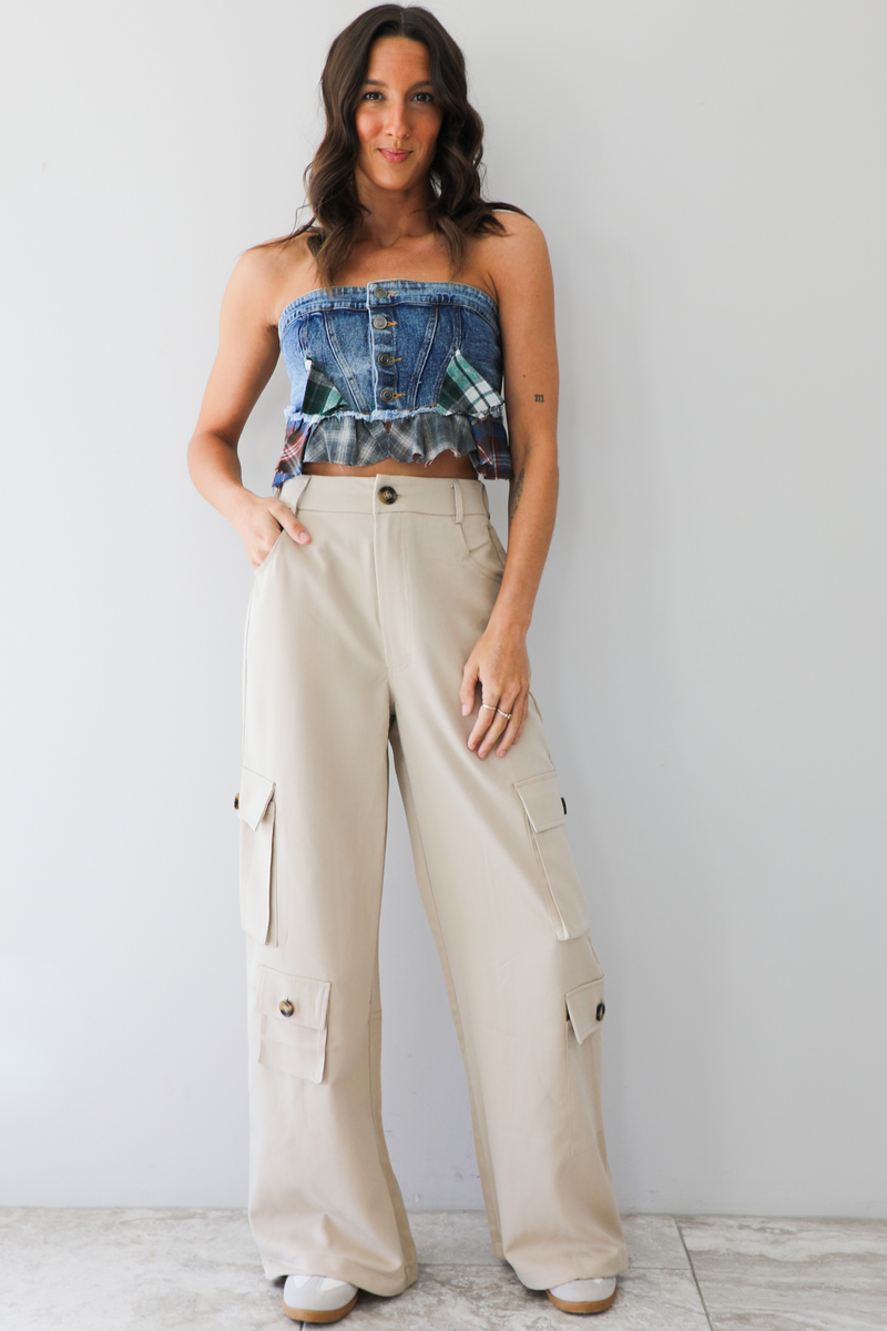 What If Crop Top: Denim/Multi