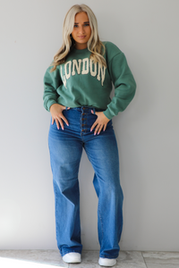 Boulce Letter Patch Sweater: Emerald/Multi