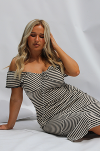 All Along Midi Dress: Beige/Black