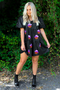 Western Jack-O-Lantern Dress: Black/Multi
