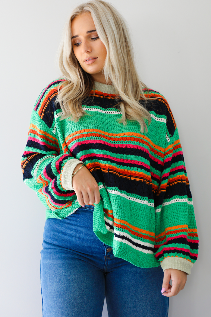 She's The Main Girl Sweater: Green/Multi