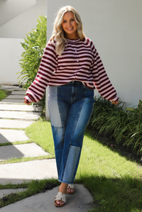 Someday Cardigan: Burgundy/Pink