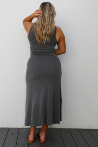 Carry You Midi Dress: Charcoal