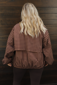 Rainy Days Zip-Up Jacket: Brown/Plaid