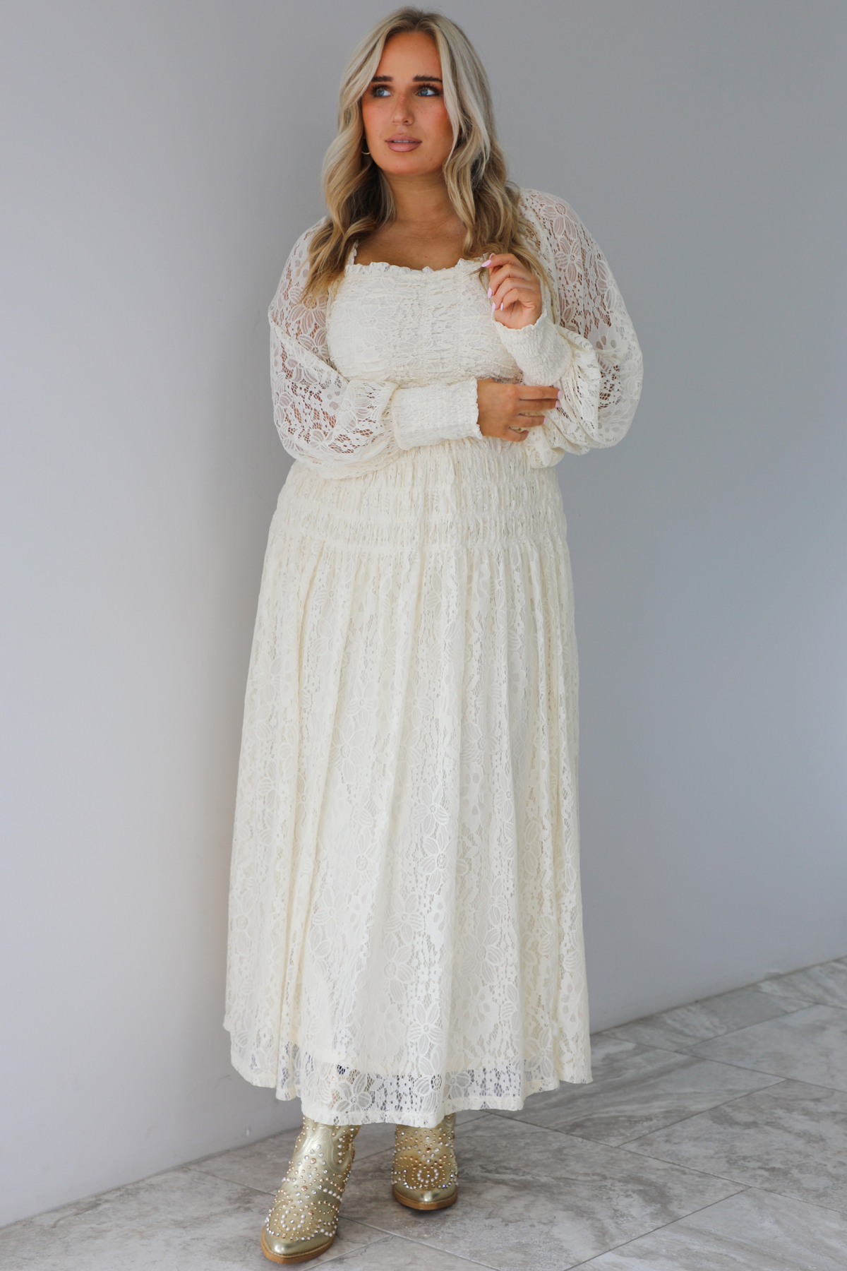 Through The Day Midi Dress: Cream