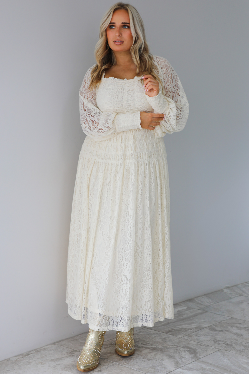 Through The Day Midi Dress: Cream