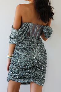 Shine Bright Sequin Dress: Charcoal