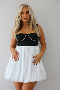 Want To Party Mini Dress: Black/White