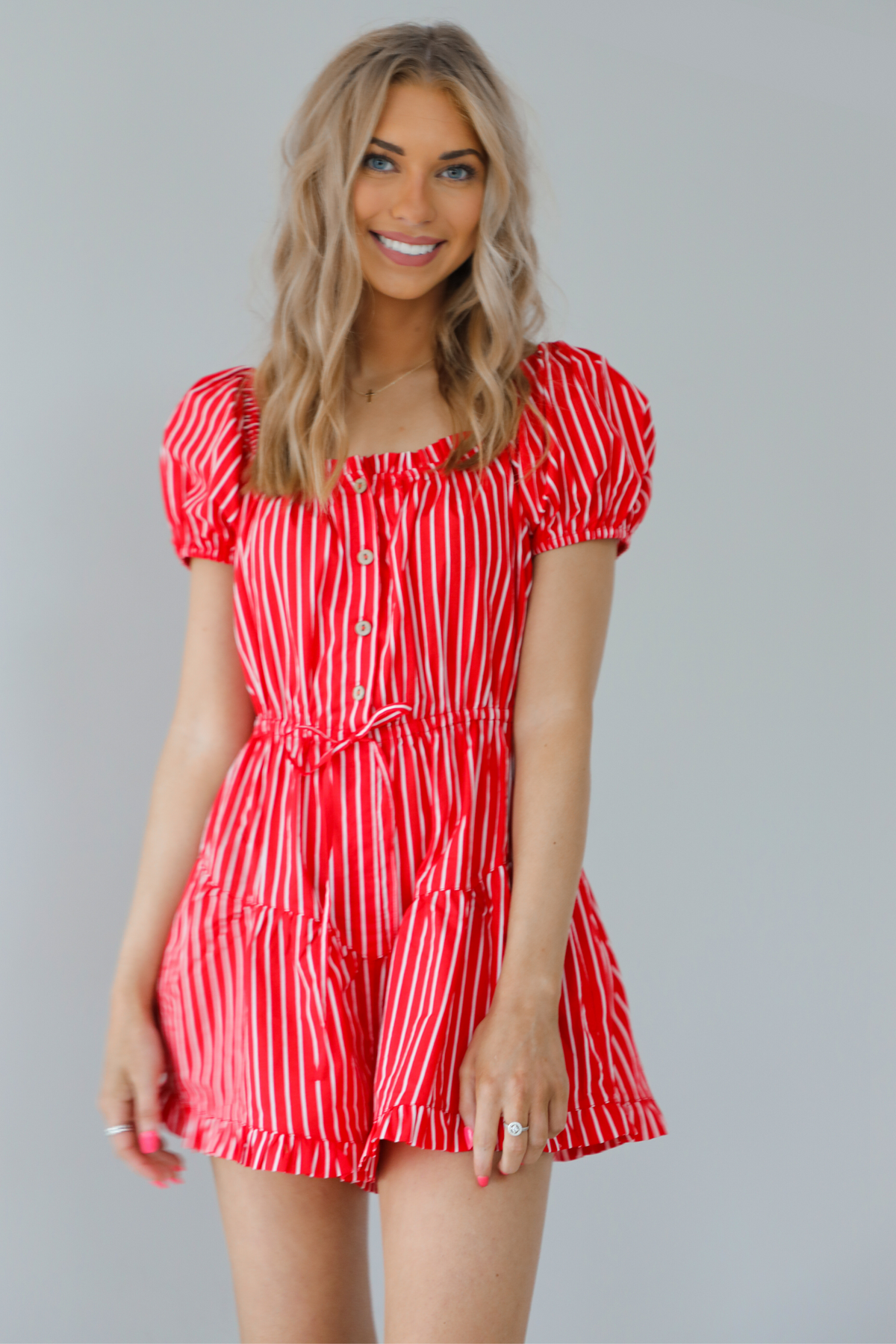 It's Simple Romper: Red/White