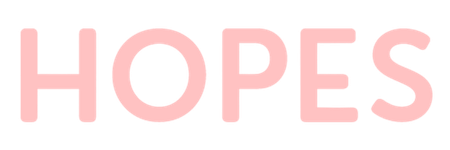 A pink HOPES lettering logo on a solid black background. 