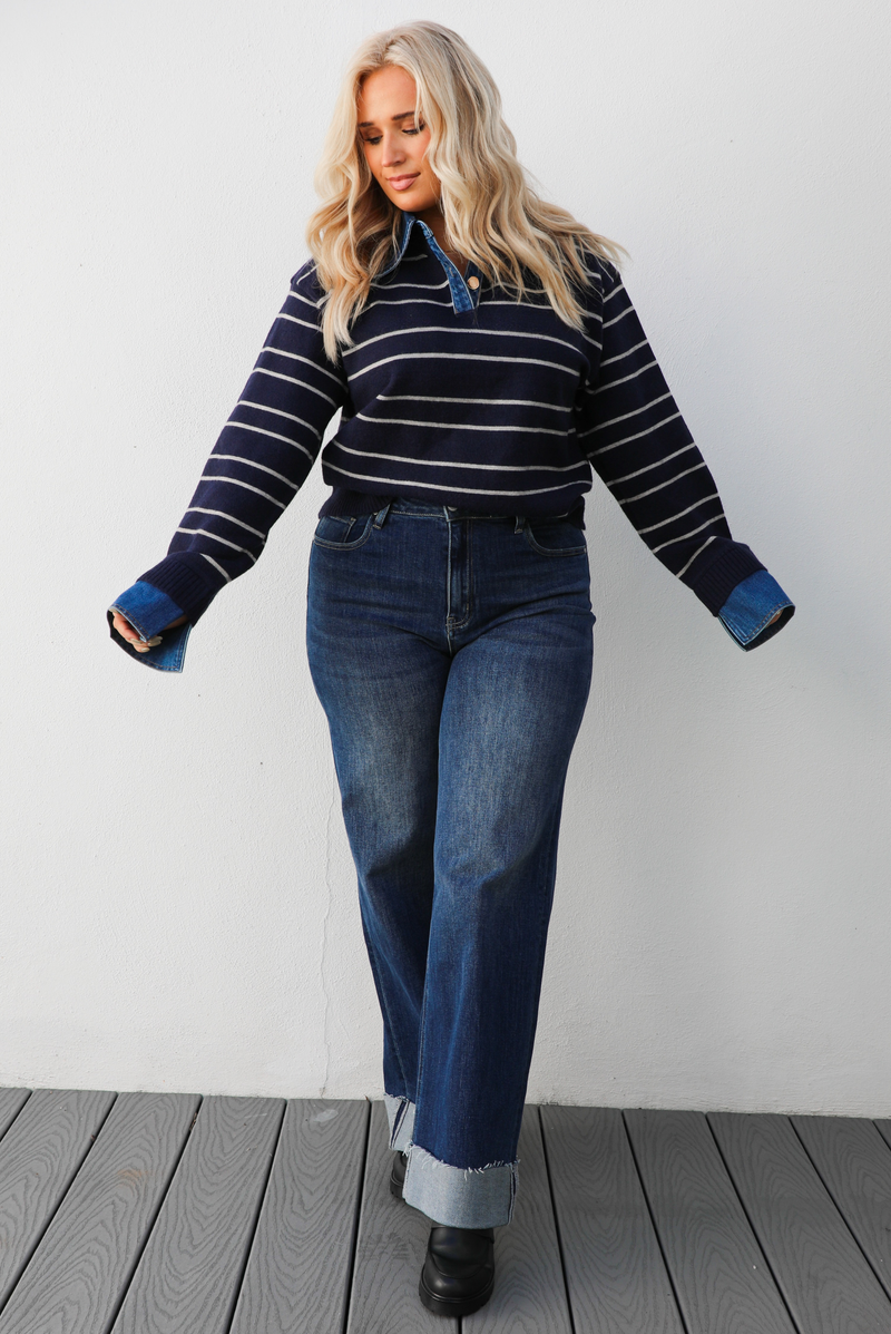 So Preppy Sweater: Navy/Multi