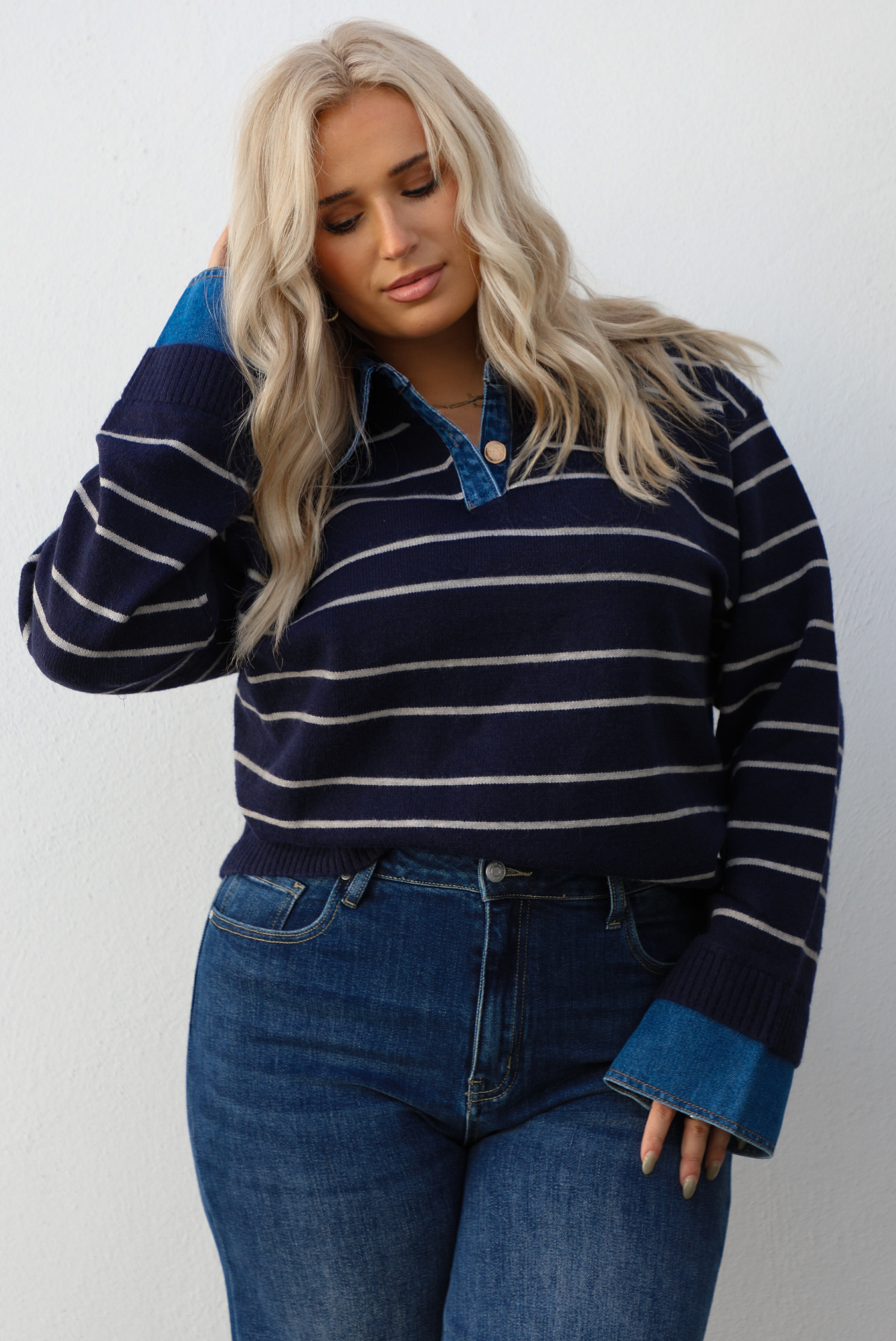 So Preppy Sweater: Navy/Multi
