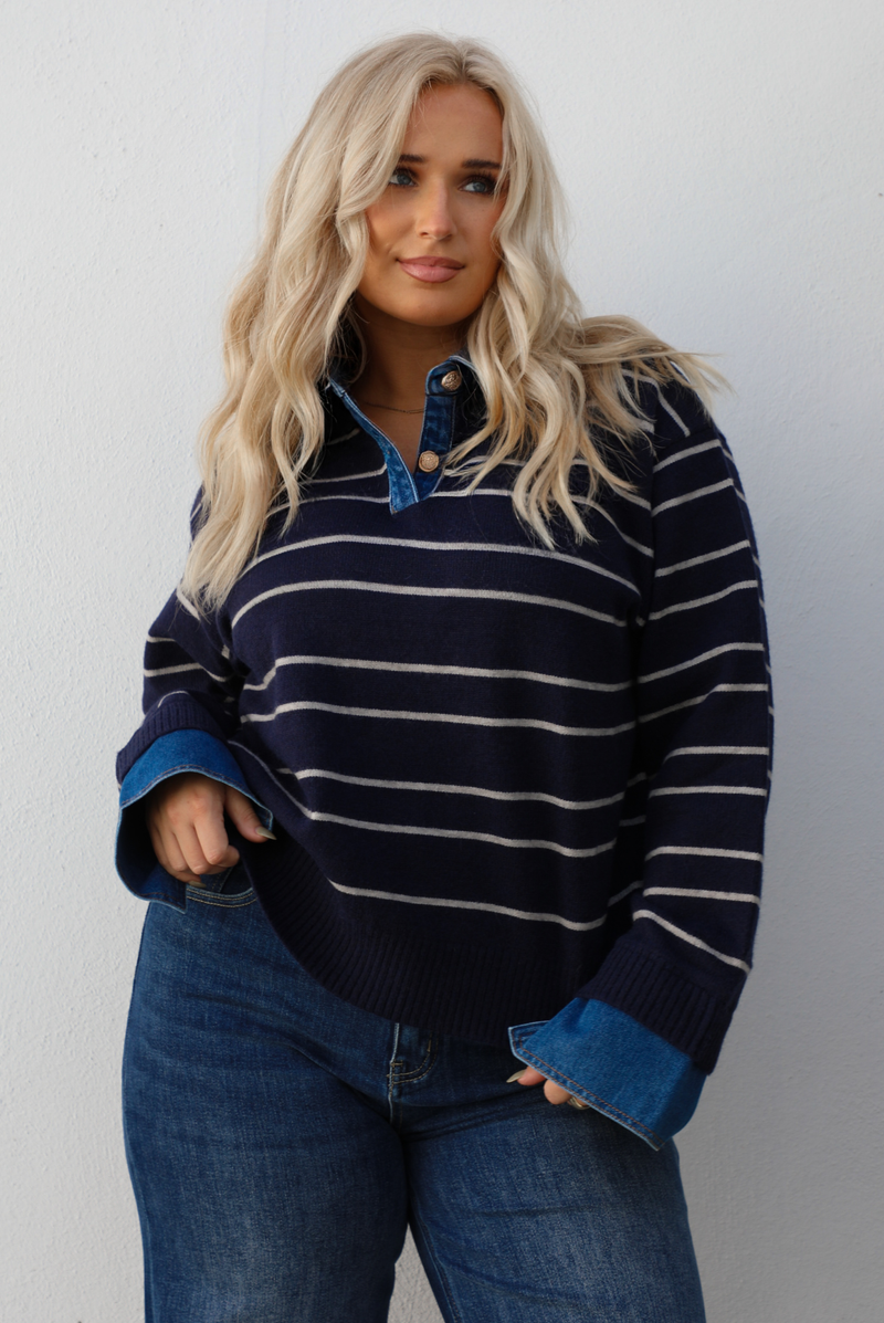 So Preppy Sweater: Navy/Multi