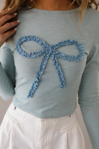 Nobody But You Ribbed Knit Top: Pale Blue