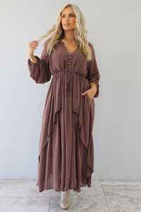 Classy Day Maxi Dress: Brown