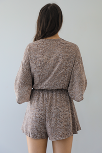 Bring It Back Romper: Taupe/Multi