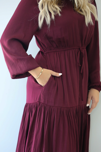 Make Life Easier Maxi Dress: Burgundy