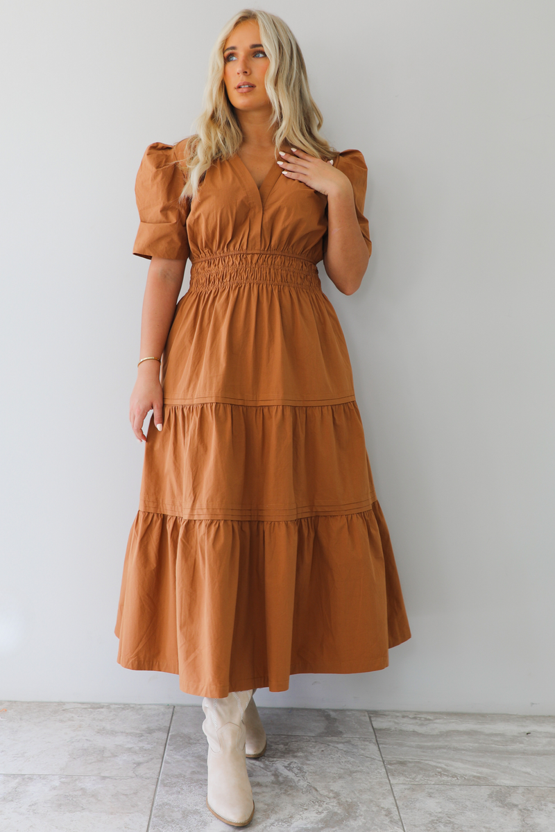 Finally Fall Maxi Dress: Copper