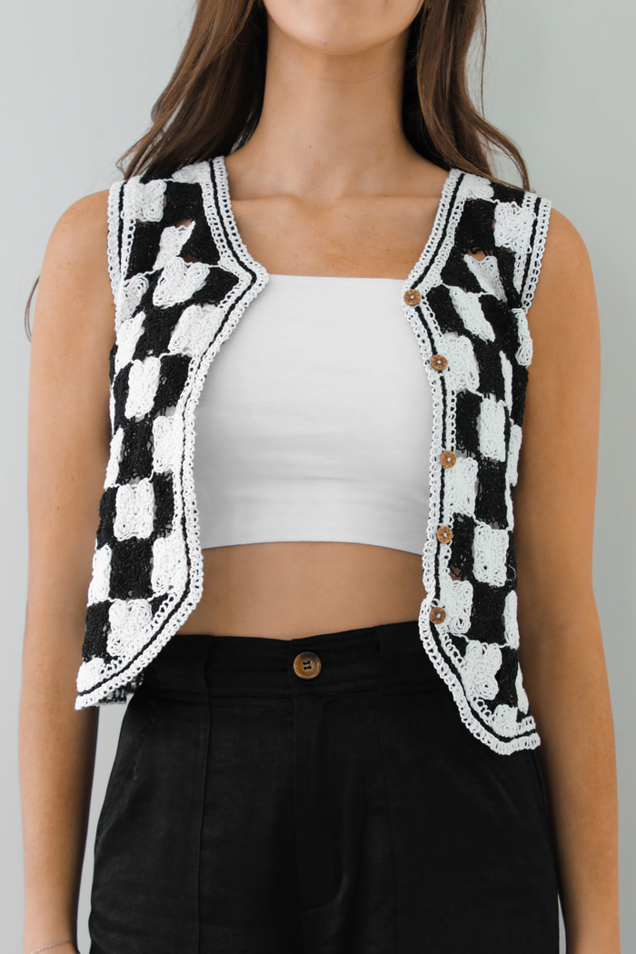 Checkered Vest: White/Black