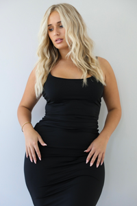 Outta My Mind Midi Dress: Black