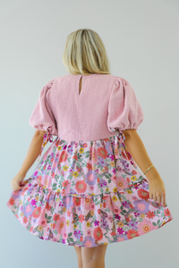 Boucle Mini Dress: Pink/Floral