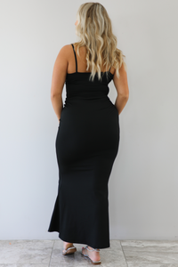 Outta My Mind Midi Dress: Black