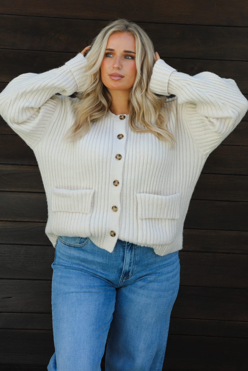 Mountain Bound Cardigan: Ivory