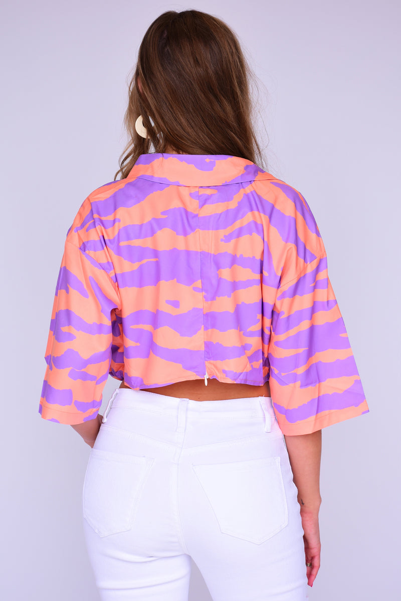 Swoop In Blouse: Salmon/Lavender