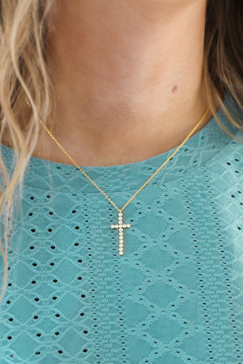 The Cross Necklace: Gold/Diamond