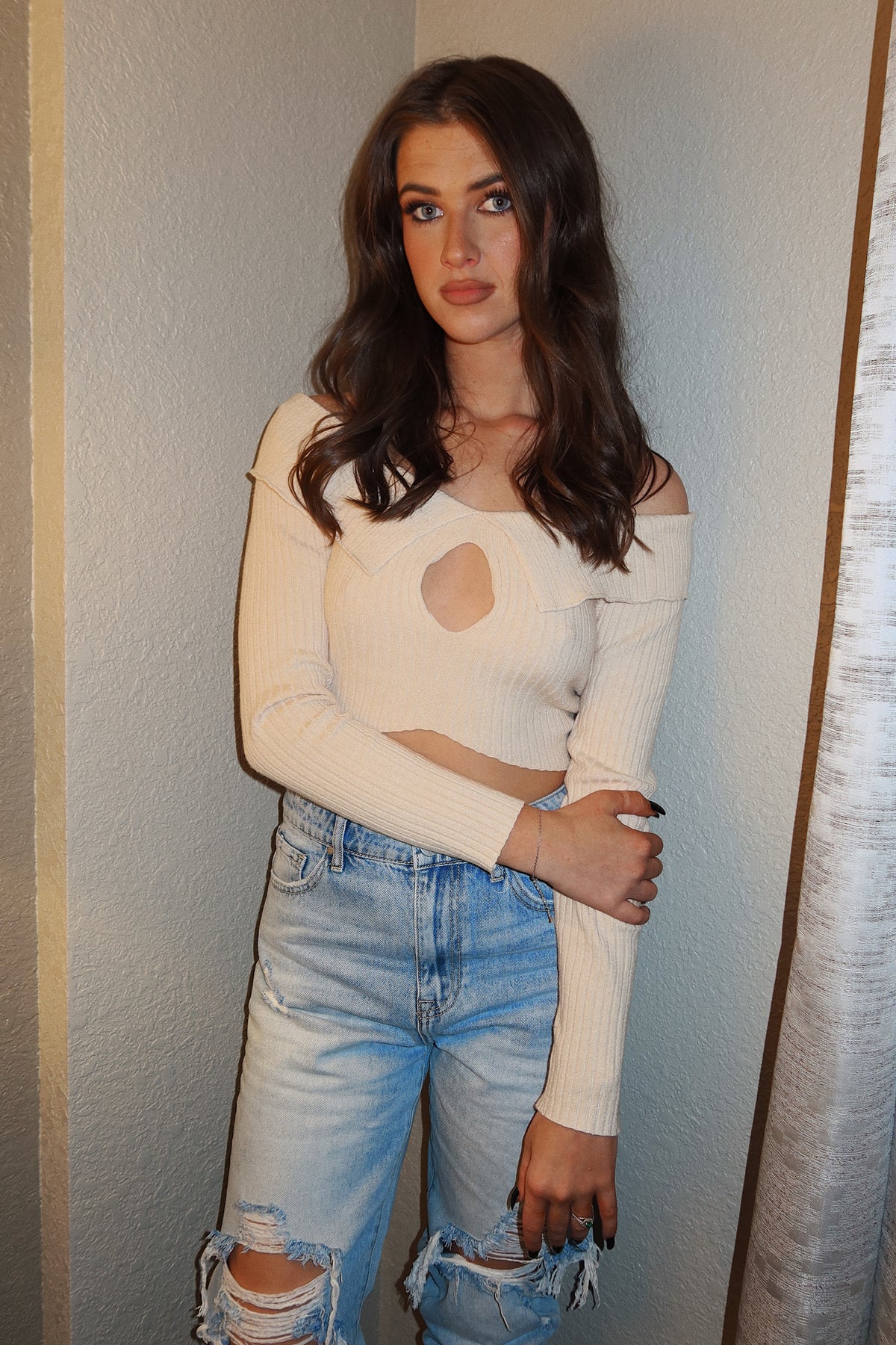 Eyes On Me Top: Nude