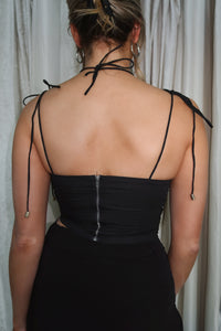 Bow Wrap Style Top: Black