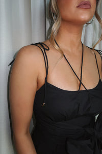 Bow Wrap Style Top: Black