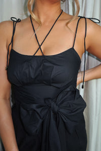 Bow Wrap Style Top: Black