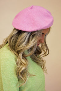 Classic Wool Beret: Pink